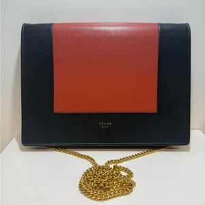 Celine Black and Red Frame Leather Shoulder Bag